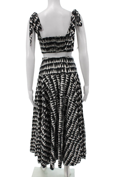 Zara Womens Heart Print Tank Top Maxi Skirt Set White Black Size Extra Small