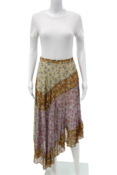 Zara Woman Women Peasant Maxi Floral Beige Polyester Blend Skirt Size XS