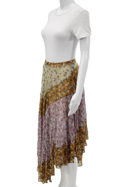 Zara Woman Women Peasant Maxi Floral Beige Polyester Blend Skirt Size XS