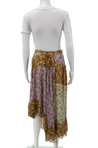 Zara Woman Women Peasant Maxi Floral Beige Polyester Blend Skirt Size XS