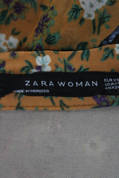 Zara Woman Women Peasant Maxi Floral Beige Polyester Blend Skirt Size XS