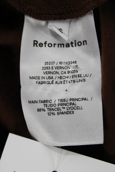 Reformation Women Brown Wrap Pencil Midi Skirt Tencel Size XS