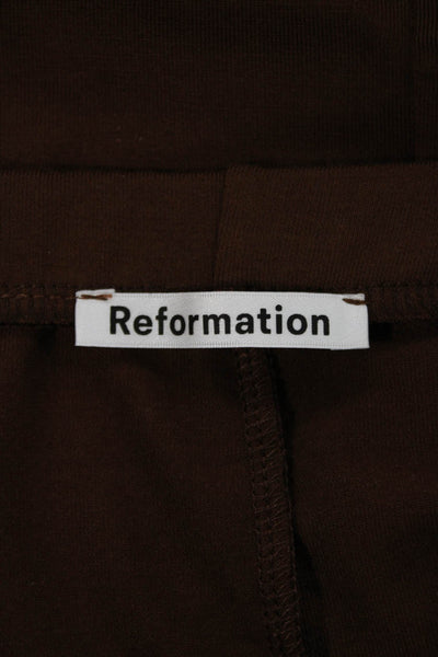 Reformation Women Brown Wrap Pencil Midi Skirt Tencel Size XS