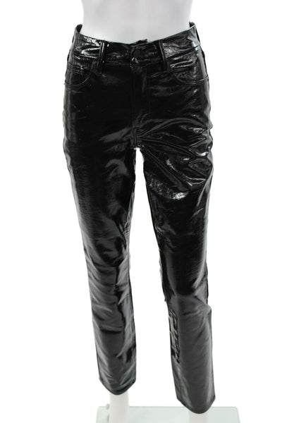 Good American Women Biker Polyurethane Button Pants Black Size 00