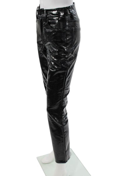 Good American Women Biker Polyurethane Button Pants Black Size 00