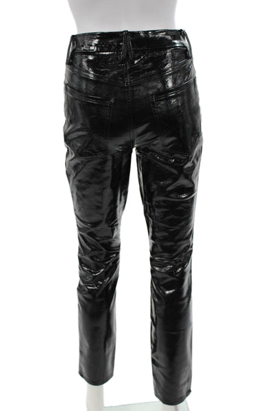 Good American Women Biker Polyurethane Button Pants Black Size 00