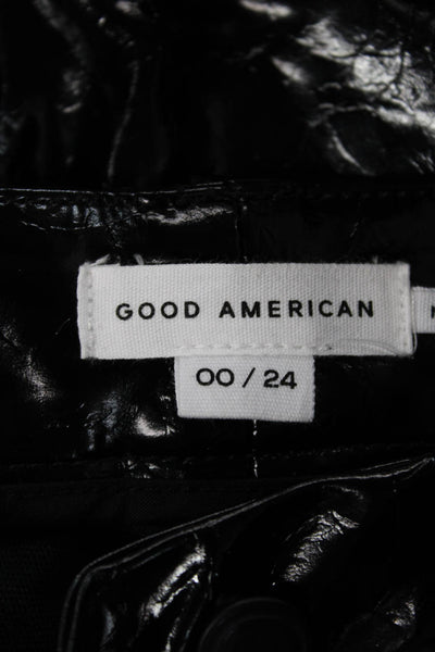 Good American Women Biker Polyurethane Button Pants Black Size 00
