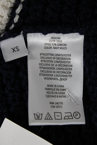 Re/Done Unisex Pullover Sweater Dark Blue Crew Neck Flag Graphic Size XS