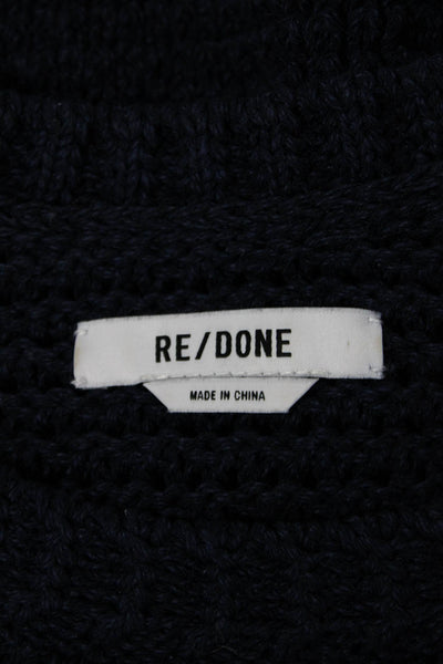 Re/Done Unisex Pullover Sweater Dark Blue Crew Neck Flag Graphic Size XS