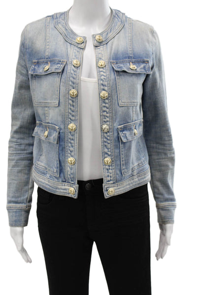 L'Agence Women Light Blue Button Jacket Size XS