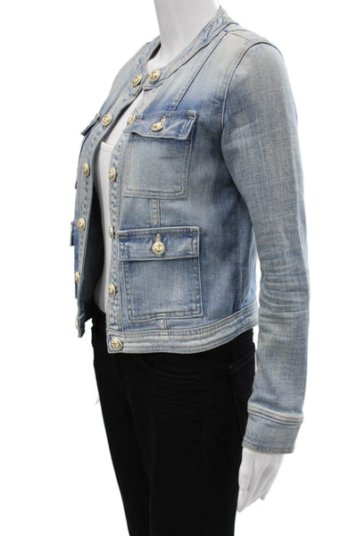 L'Agence Women Light Blue Button Jacket Size XS