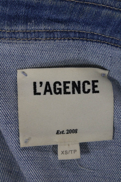 L'Agence Women Light Blue Button Jacket Size XS