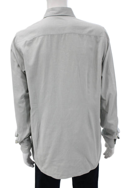 Eton Mens Point Collar Gray Cotton Dress Shirt Long Sleeve Size 16.5