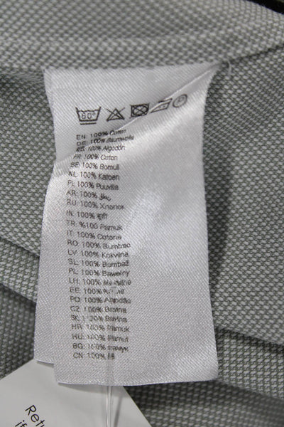 Eton Mens Point Collar Gray Cotton Dress Shirt Long Sleeve Size 16.5