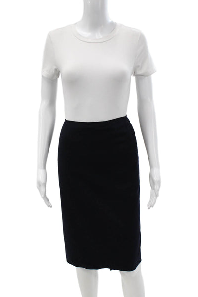 Magaschoni Women Straight Pencil Skirt Black Wool Angora Cashmere Size S