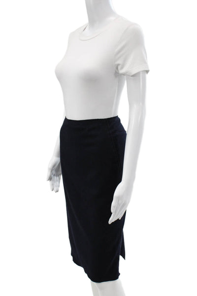 Magaschoni Women Straight Pencil Skirt Black Wool Angora Cashmere Size S