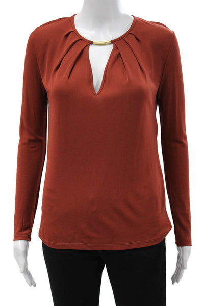 Vanessa Bruno Womens Brown Viscose Button Long Sleeve Designer Blouse Size S