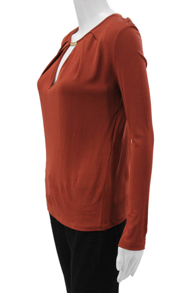 Vanessa Bruno Womens Brown Viscose Button Long Sleeve Designer Blouse Size S