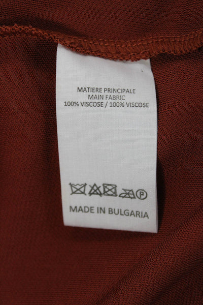 Vanessa Bruno Womens Brown Viscose Button Long Sleeve Designer Blouse Size S