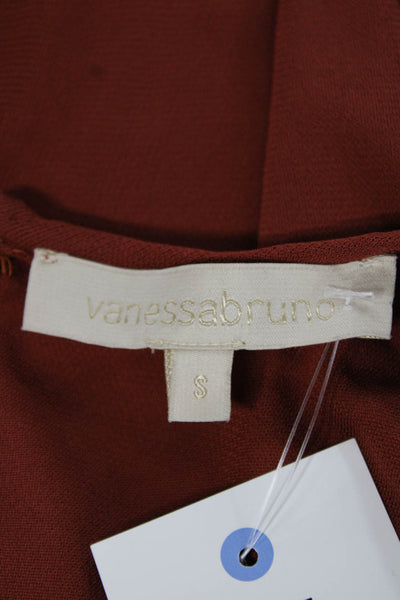 Vanessa Bruno Womens Brown Viscose Button Long Sleeve Designer Blouse Size S