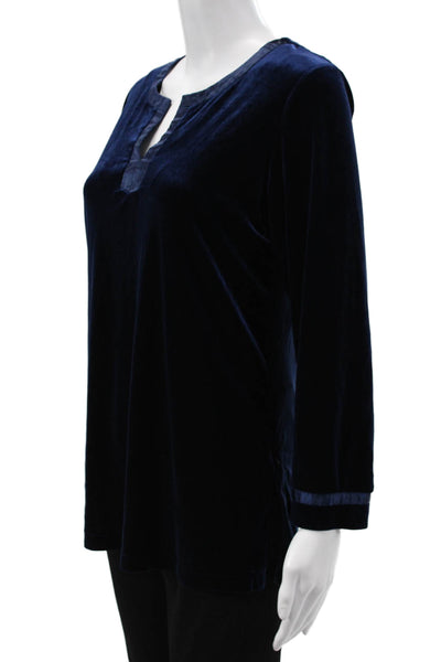 Oscar de la Renta Women Tunic Blouse Dark Blue Long Sleeve Size XS