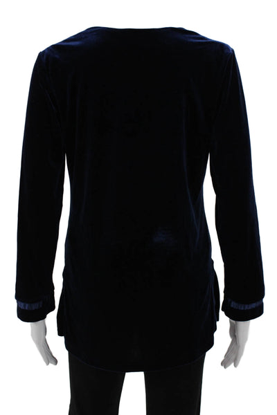 Oscar de la Renta Women Tunic Blouse Dark Blue Long Sleeve Size XS