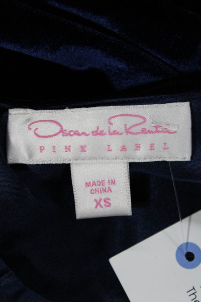 Oscar de la Renta Women Tunic Blouse Dark Blue Long Sleeve Size XS