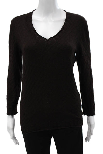 Carolina Herrera Unisex Black V Neck Cashmere Silk Pullover Size M