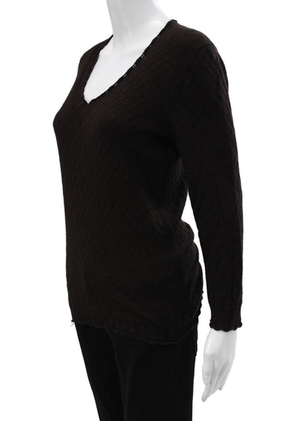 Carolina Herrera Unisex Black V Neck Cashmere Silk Pullover Size M