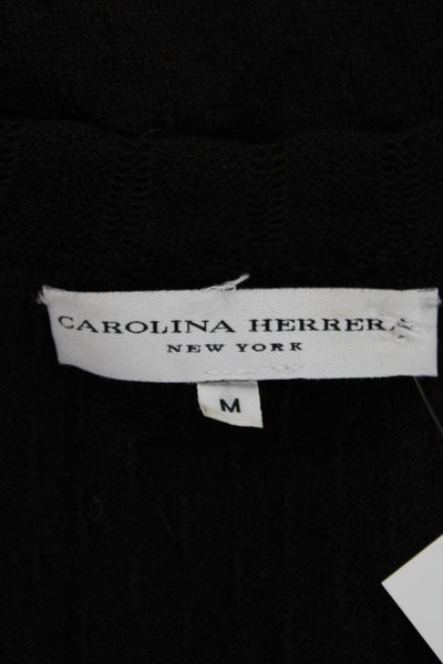 Carolina Herrera Unisex Black V Neck Cashmere Silk Pullover Size M