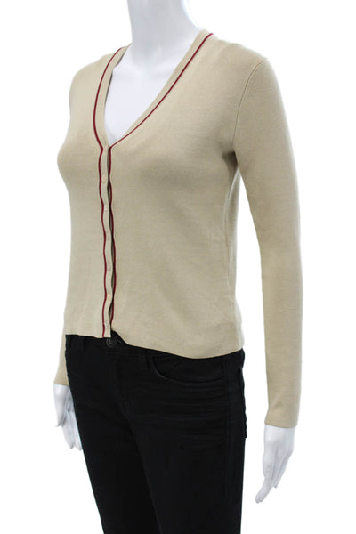 Max Mara Unisex Beige Cashmere Silk V Neck Cardigan Button Long Sleeve Size M