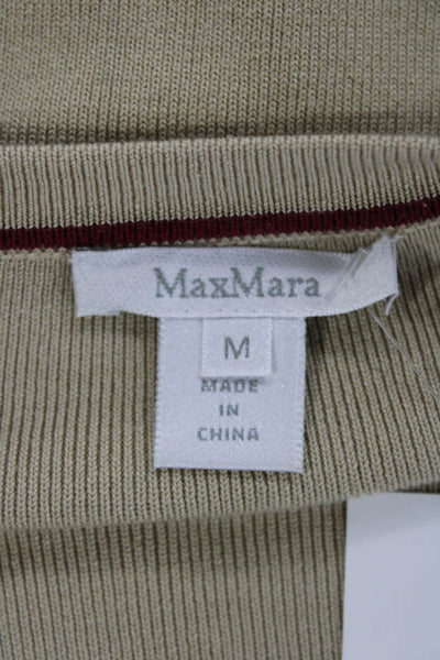 Max Mara Unisex Beige Cashmere Silk V Neck Cardigan Button Long Sleeve Size M
