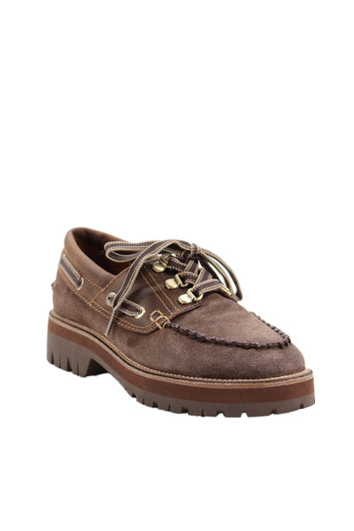 Rag & Bone Womens Suede Lace Up Boat Shoe Flats Brown Size 36.5 6.5