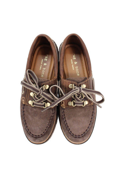 Rag & Bone Womens Suede Lace Up Boat Shoe Flats Brown Size 36.5 6.5
