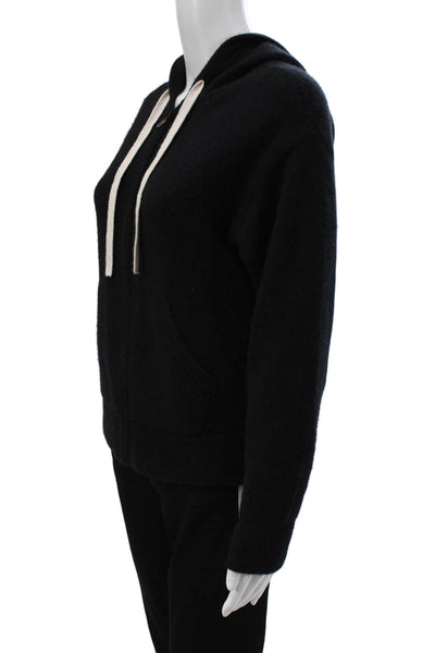 Naked Cashmere Women Full-zip 100% Cashmere Hoodie Black Drawstring Size XS