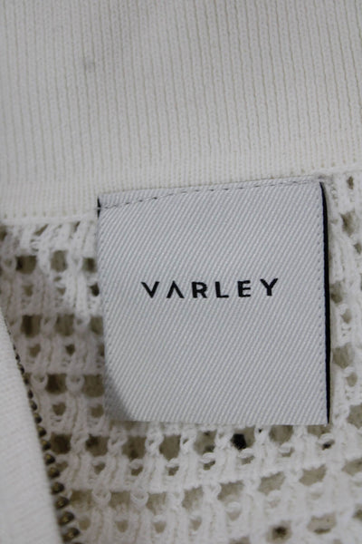 Varley Unisex Pullover Sweater White Cotton Collared Zip Long Sleeve Size XS