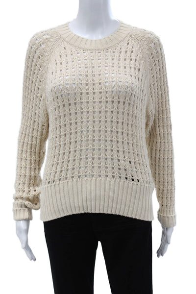 J Crew Unisex Pullover Sweater Beige Cotton Crewneck Long Sleeve Size XS