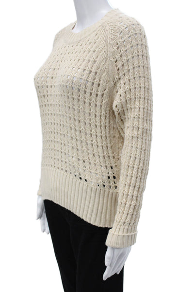J Crew Unisex Pullover Sweater Beige Cotton Crewneck Long Sleeve Size XS