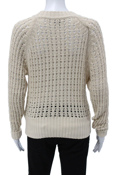 J Crew Unisex Pullover Sweater Beige Cotton Crewneck Long Sleeve Size XS