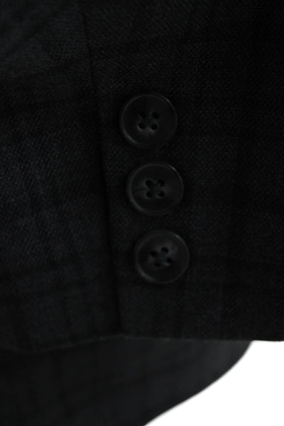 Calvin Klein Mens Plaid Wool Suit Jacket Collared Button Long Sleeve Size 46
