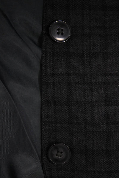 Calvin Klein Mens Plaid Wool Suit Jacket Collared Button Long Sleeve Size 46