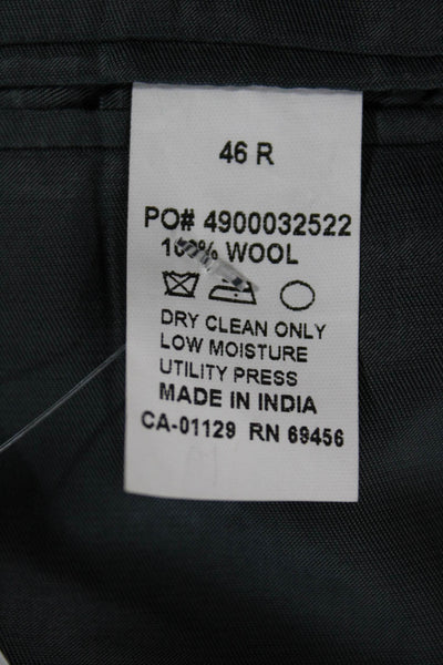 Calvin Klein Mens Plaid Wool Suit Jacket Collared Button Long Sleeve Size 46