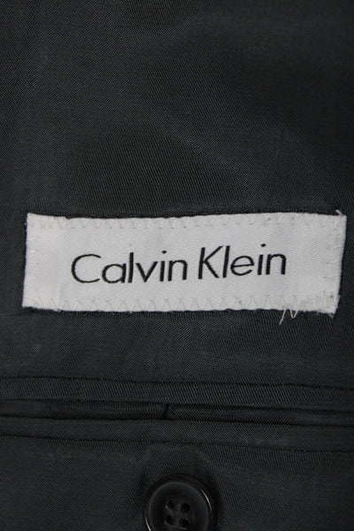 Calvin Klein Mens Plaid Wool Suit Jacket Collared Button Long Sleeve Size 46