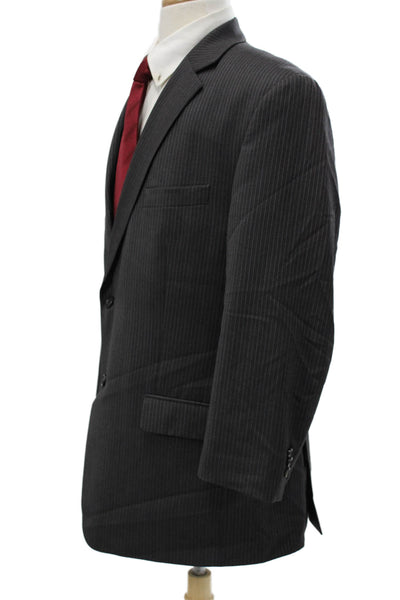 Michael Michael Kors Mens Suit Jacket Dark Gray Wool Striped Button Size 44