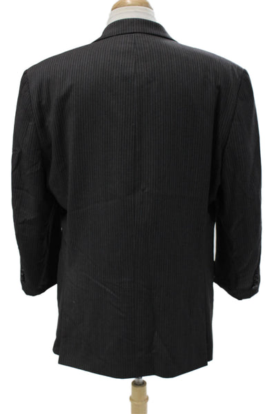 Michael Michael Kors Mens Suit Jacket Dark Gray Wool Striped Button Size 44