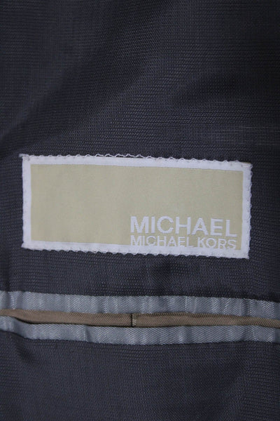 Michael Michael Kors Mens Suit Jacket Dark Gray Wool Striped Button Size 44