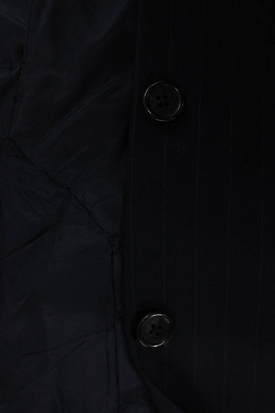 Hickey Freeman Mens 2 Piece Dark Blue Wool Striped Suit Jacket Size 44