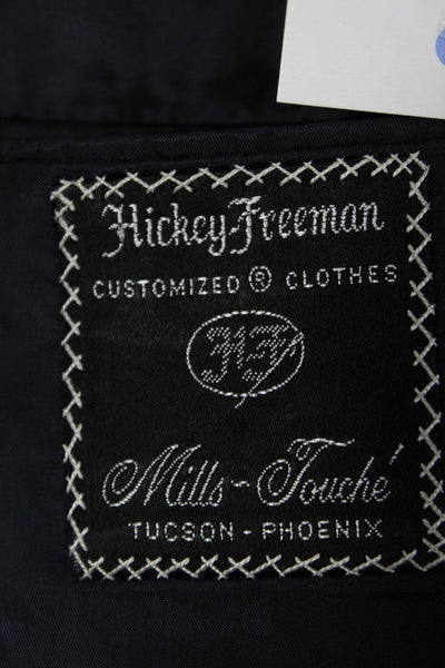 Hickey Freeman Mens 2 Piece Dark Blue Wool Striped Suit Jacket Size 44