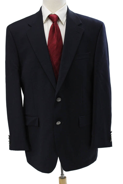 Michael Michael Kors Men Dark Blue Wool Blazer Button Collared Size 42