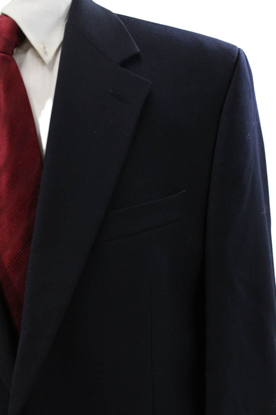 Michael Michael Kors Men Dark Blue Wool Blazer Button Collared Size 42